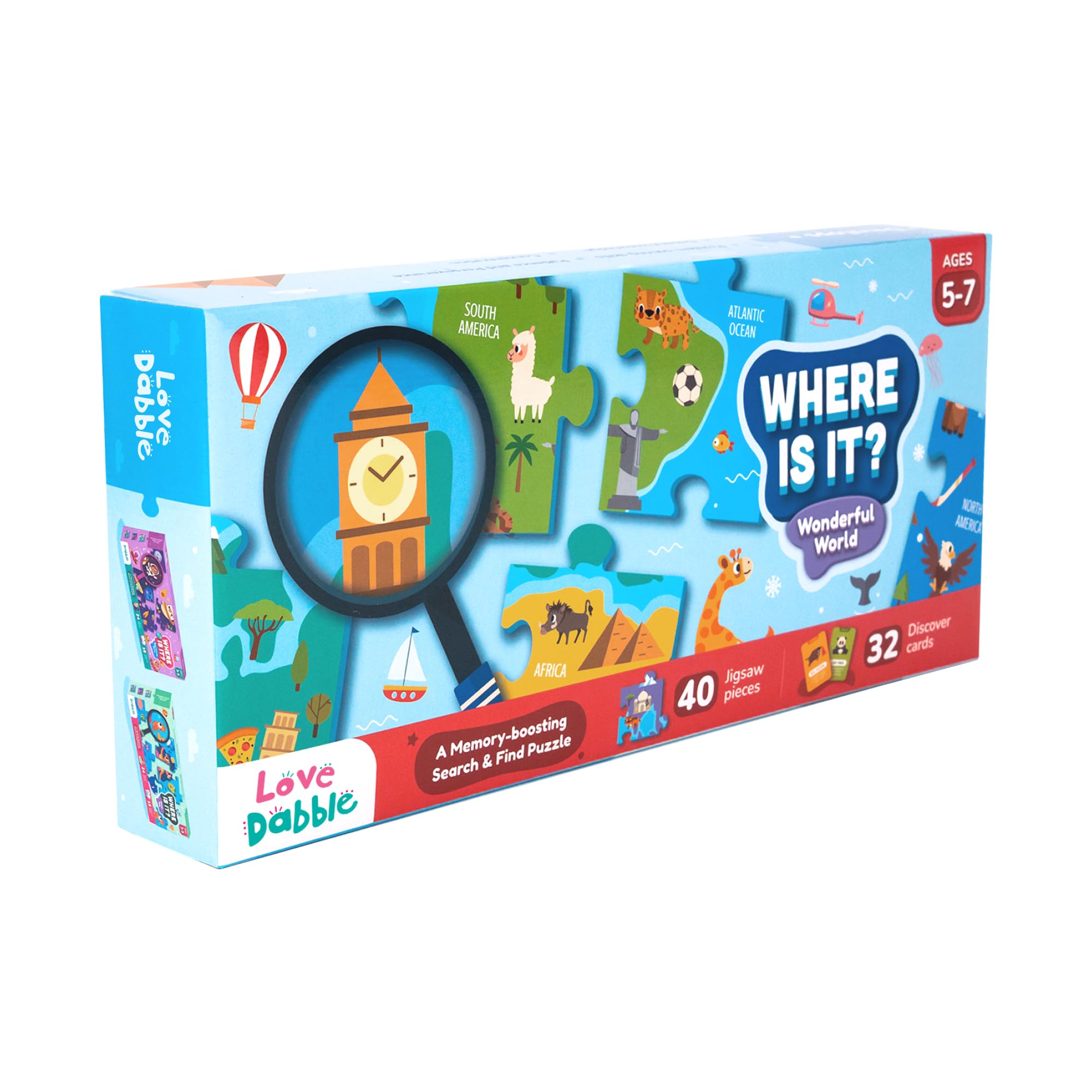 World Map Jigsaw Puzzle for Toddlers | Where is it? Wonderful World - LoveDabble | Flashcards for Kids | Search & Find Puzzles for Kids | for Ages 3 4 5 | Birthday Gifts for Boys and Girls