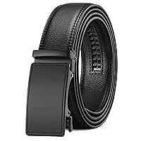 SENDEFN Men's Leather Belt Automatic Ratchet Buckle Slide Belt for Dress Casual Trim to Fit with Gift Box