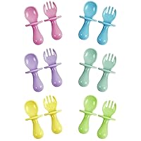 12 Pcs Baby Spoons and Forks for Baby Leading Weaning, Toddler Utensils, Baby Spoons First Stage, Baby Utensils for Self-Feeding