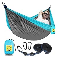 SZHLUX Camping Hammock Single or Double Portable Hammocks with 2 Tree Straps and Attached Carry Bag