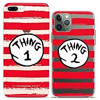Matching Couple Cases Compatible for iPhone 15 14 13 12 11 Pro Max Mini Xs 6s 8 Plus 7 Xr 10 SE 5 Two Things The Cat in the Hat Clear Striped Gift Twins ny Silicone Cover Cute Mate Teen Kids Bff
