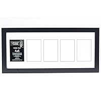 [10x24] 5 Opening Glass Face Black Picture Frame to hold 4 by 6 Photographs including 10 by 24 inch White Mat Collage