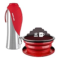 XL Collapsible Dog Bowl (60oz / 8 Cups) and 40oz Pupflask Portable Water Bottle - Red