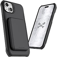 Ghostek Exec iPhone 15 Plus Wallet Case, Compatible with MagSafe Accessories, Detachable Magnetic Credit Card Holder, Kickstand (6.7 Inch, Black)