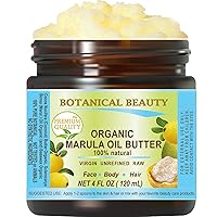 MARULA OIL BUTTER RAW VIRGIN UNREFINED for Face, Body, Hair, Lip, Nails, Dry Skin, Cracked Hands, Rosacea, Eczema, Rashes, Itchiness, Redness, Anti-Aging 4 Fl. oz. 120 ml by Botanical Beauty