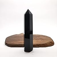 418g Natural Obsidian Crsytal Obelisk/Quartz Crystal Wand Tower Point Healing