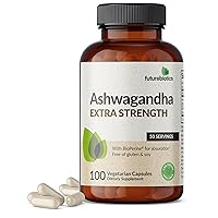 Ashwagandha Extra Strength Stress & Mood Support with BioPerine - Non GMO Formula, 100 Vegetarian Capsules