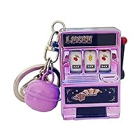 Mini Fruit Slot Machine Shape Keychain Men Women Backpack Cute Couple Pendant Keyring Birthday New Year Small Gifts