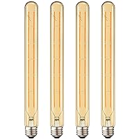 Leools T300 Led Long Bulbs,12W Dimmable Tubular Bulb,100 Watt Equivalent,E26 Edison Style Vintage LED Filament Light Bulb,Amber Glass,2700K Warm White,11.8inch(300mm) Tall T10 Light Bulbs,4-Pack.