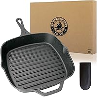 12 Inch Square Grill Pan Large Pre-Seasoned Cast Iron