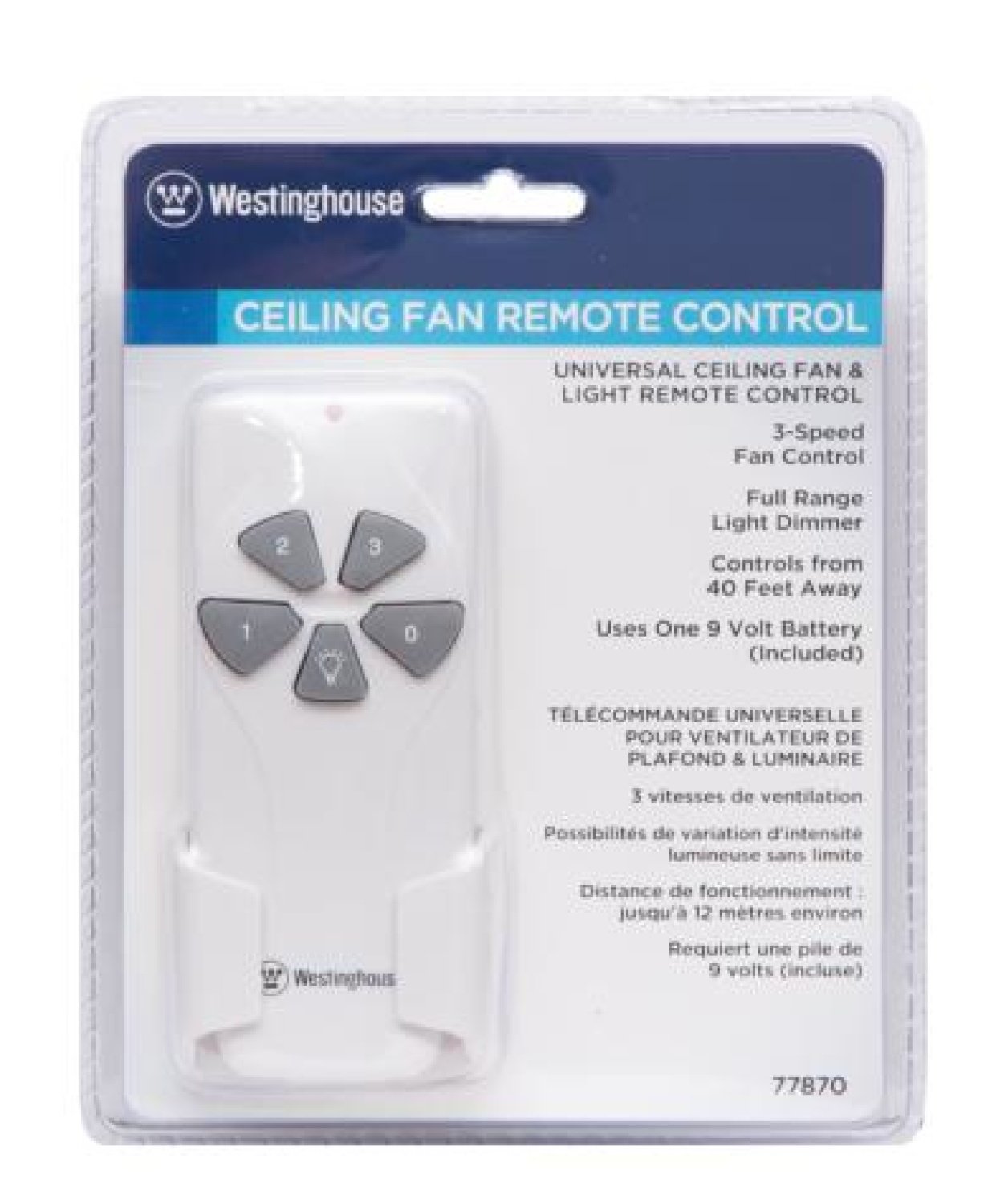 Westinghouse Lighting 7787000 Ceiling Fan and Light Remote Control, White