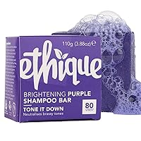 Ethique Tone It Down - Brightening Solid Sulfate Free Purple Shampoo Bar for Blonde and Silver Hair - Vegan, Eco-Friendly, Plastic-Free, Cruelty-Free,3.88 oz (Pack of 1)
