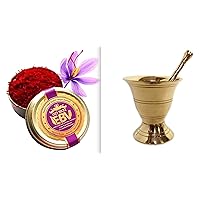 Mini Brass Mortar and Pestle + 1gr Award-Winning Certified Grade1 Saffron