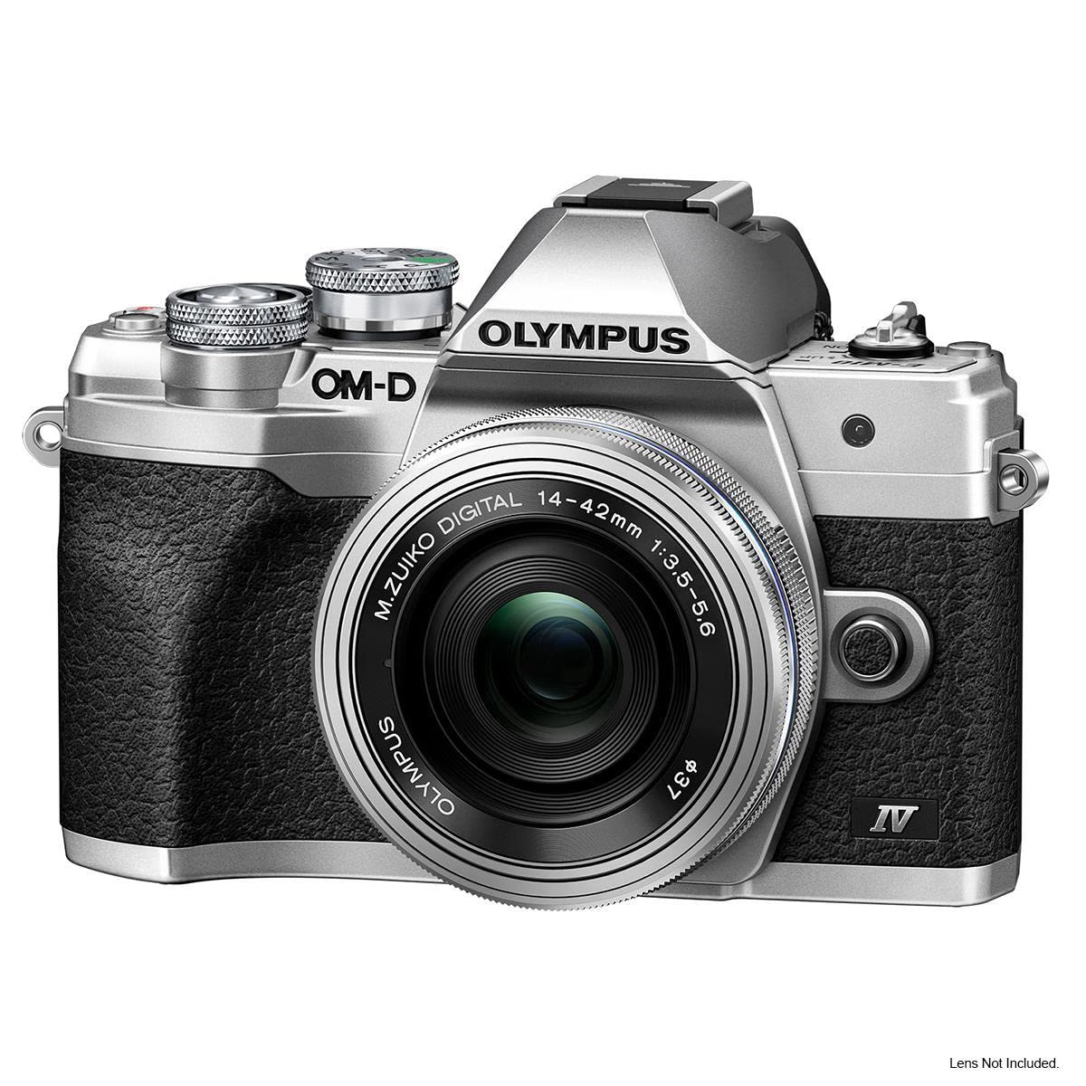 Olympus OM-D E-M10 Mark IV Mirrorless Camera Body, Silver with Olympus M. Zuiko 14-42mm f/3.5-5.6 II R Lens, Silver