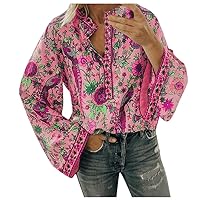 Women's Sweatshirt Fall Winter Pullover Casual Shirts Long Sleeve Floral V Neck T-Shirt Ladies Loose Blousees