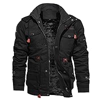 Mens Military Jackets Thick Sherpa Lined Stand Collar Tactical Jacket Combat Windbreaker Coat Winter Jacket For Men