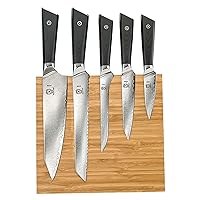 Mercer Culinary Premium Grade Super Steel 6-Piece Knife Set with Magnetic Bamboo Stand, G10 Handles