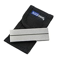AccuSharp Pocket Stone Sharpener with Pouch, 3 Inch Dual-Sided Sharpening Stone for Knives, Fish Hooks, Camping, Hunting Knives, Restores, Repairs & Hones Blades, Diamond