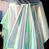 10 Yrad Sheer Iridescent Organza Fabric 59 Inches Wide Rainbow Laser Holographic Gauze Fabric for Shinny Wedding Dress Curtain Photography Background DIY Supplies Home Decor(10 Yrad)