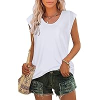 JOELLYUS Women's Cap Sleeve Tops Summer Tank Top Casual Basic Tees Shirts Loose Fit Blouses