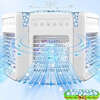 Portable Air Conditioners, 180°Oscillation Mini Air Conditioners, 4 Wind Speed Portable AC, Built-in Ambient Lighti AC Unit, Large Water Tank Air Cooler for Room/Kitchen/Office/Desk[2024 UPGRADED]