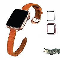 Alligator Watch Band Compatible Apple Watch Iwatch Screen Protector 38mm 40mm 41mm 42mm 44mm 45mm 49mm Women Leather Wristband Vintage Ostrich Replacement Strap Smartwatch Series Ultra 8 7 6 5 4 3 2 1 SE
