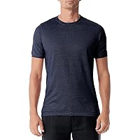Men's Silk Crew Neck Short Sleeve Shirt - Color Navy