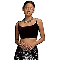 Women's Readymade Velvet Blouse For Sarees || Indian Designer Bollywood Padded Stitched Crop Top Choli