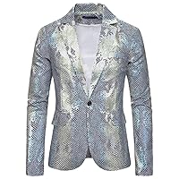 Blazer Hombre 3D Snake Skin Printed Business Affairs Wedding Stage Suit Casual Slim Fit Mens Blazer Jacket