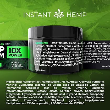 REMEDIAL Instant Hеmp Cream – Soothes Discomfort in Muscles Joints Nerves Back Neck Knees Shoulders Hips – Maximum Joint Support – MSM Turmeric and Arnica – All-Natural Formula - Made in USA