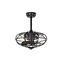 Warehouse of Tiffany CFL-8478S/MB Monti Matte Black 18-Inch 3-Blade Ceiling Fan with Caged Metal Frame (Includes Remote) Ceiling Fan