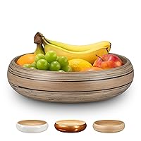 LEXA Bamboo Fruit Bowl for Kitchen Counter, 12 Inch Large & Round, Artisan Lacquered Wooden Fruit Bowl or Candy Bowl, Handcrafted Bamboo Fruit Basket for Kitchen & Home Decor (Black)