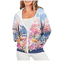 Women's Oversized Tie Dye Print Hoodie Full Zipper Long Sleeve Sweatshirts Casual Jacket Fall Clothes With Pockets