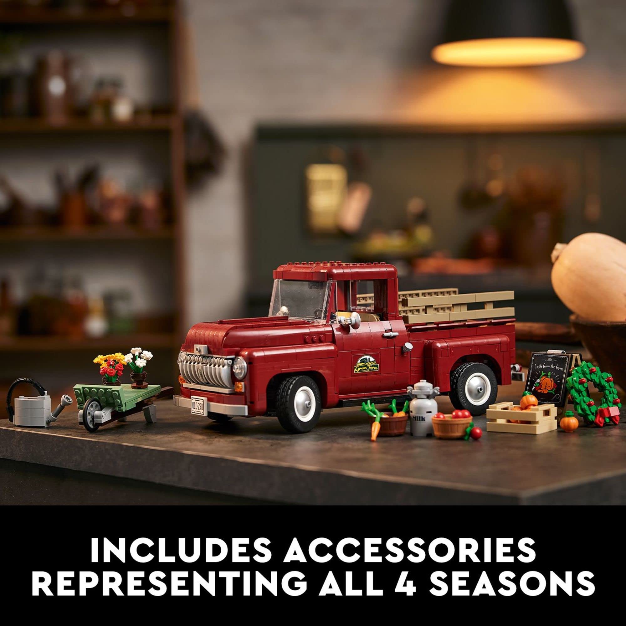 LEGO Icons Pickup Truck 10290 Building Set for Adults, Vintage 1950s Model with Seasonal Display Accessories, Creative Activity, Collector's Gift Idea
