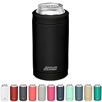DUALIE 3 in 1 Insulated Can Cooler - Universal Size for 12 oz Cans, Slim Cans, and Bottles - 10+ Colors Available, Black