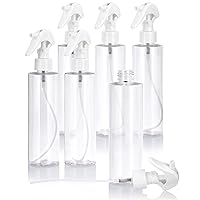 JUVITUS 8 oz / 240 ml Clear Plastic PET Cylinder Bottle (BPA Free) with White Trigger Spray (6 pack)