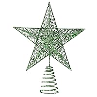 BinaryABC Christmas Tree Topper Star,Glittering Christmas Tree Decoration Ornaments,20cm (Green)