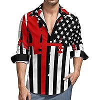 American Flag Electric Cable Lineman Hawaiian Shirt for Men Long Sleeve Button Down Summer Tee Shirts Tops