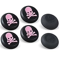 Performance Joystick Analog Stick Thumb Grips Set of 6 Compatible with PS5, PS4, Xbox Series X/S Xbox One, Switch Pro Controller Skull Black & Pink