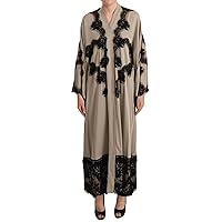 Dolce & Gabbana Beige Silk Lace Abaya Long Kaftan Dress