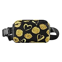 Valentines Day Roses Fanny Pack for Women Men Belt Bag Crossbody Waist Pouch Waterproof Everywhere Purse Fashion Sling Bag for Travelling