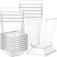 MiniWare Clear Square Cups with Lids - 6oz (Pack of 10) - Perfect for Parties, Weddings & Events