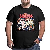 Anime Urusei Yatsura Big and Tall Shirt Men's Summer Crew Neck Short Sleeve Plus Size Cotton Tees