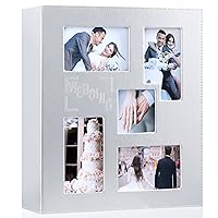 Ywlake Wedding Photo Album 4x6 1000 Pocket Pictures, Leather Cover Large Capacity Newlywed Marriage Album Hold 1000 Horizontal Vertical Photos Silver