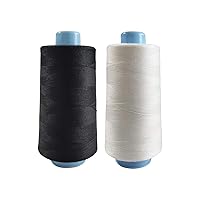 2 Spools Polyester 3000 Yards Sewing Thread Spools, 40/2 Nylon Thread for Sewing Machine, Heavy Duty Household - White and Black