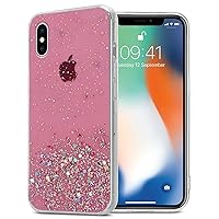 Case Compatible with Apple iPhone Xs MAX in Pink with Glitter - Protective TPU Silicone Cover with Sparkling Glitter - Ultra Slim Back Cover Case