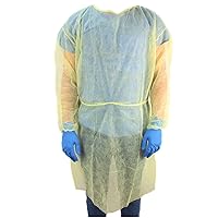 Ever Ready First Aid Isolation Gown with Elastic Wrists, Fluid Resistant, Yellow (Pack of 10)