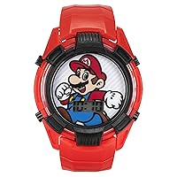 Accutime Kids Nintendo Super Mario Digital Flashing LCD Quartz Childrens Wrist Watch for Boys, Girls, Toddlers with Red Strap (Model: GMA4038AZ)