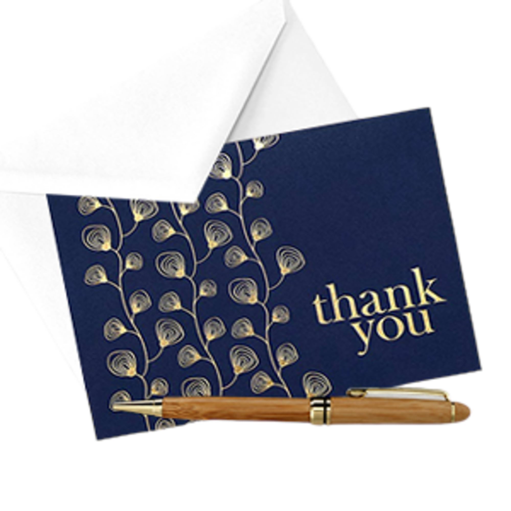 100 Bulk Thank You Cards with Envelopes - Professional Blank Wedding Thank You Cards - Thank You Notes Graduation, Small Business, Baby Shower, Funeral, Christmas, Sympathy - 4x6 Size Gold Navy Blue