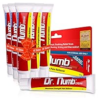 Dr. Numb 5% Lidocaine Numbing Cream 30g 10 Pack - Maximum Strength Tattoo Numbing Cream - Nonprescription Topical Anesthetic Pain Relief Cream for Tattooing, Piercing, Microneedling, Hemorrhoid